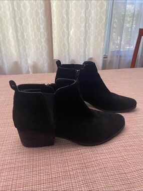 Blondo Black Suede Low Heel Ankle Booties